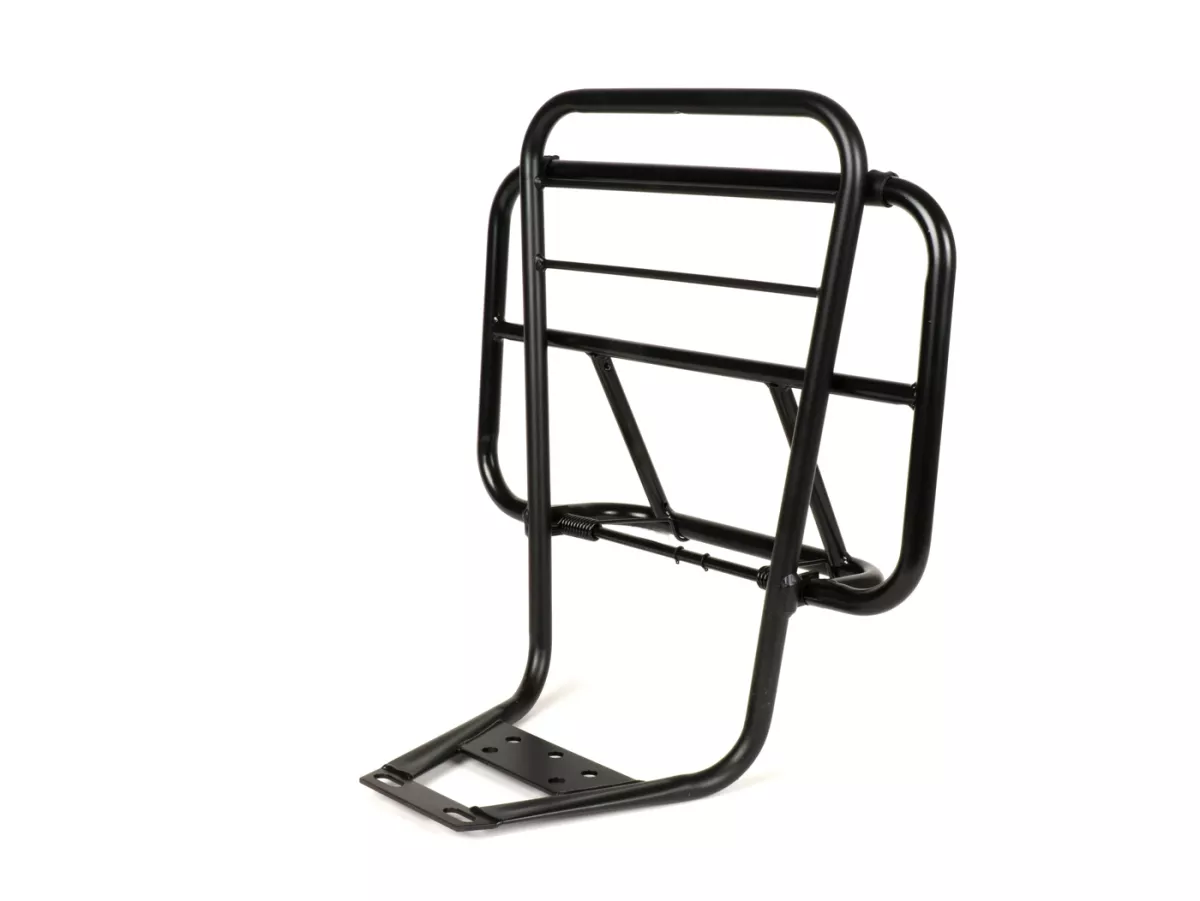 Rack with backrest -MOTO NOSTRA V2- Vespa PX80, PX125, PX150, PX200 - black