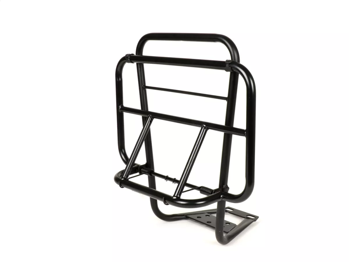 Rack with backrest -MOTO NOSTRA V2- Vespa PX80, PX125, PX150, PX200 - black