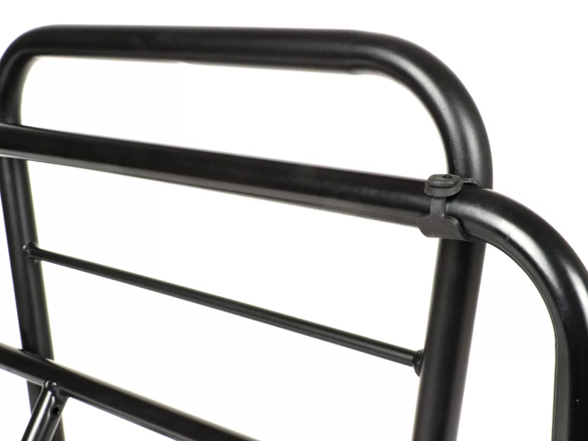 Rack with backrest -MOTO NOSTRA V2- Vespa PX80, PX125, PX150, PX200 - black