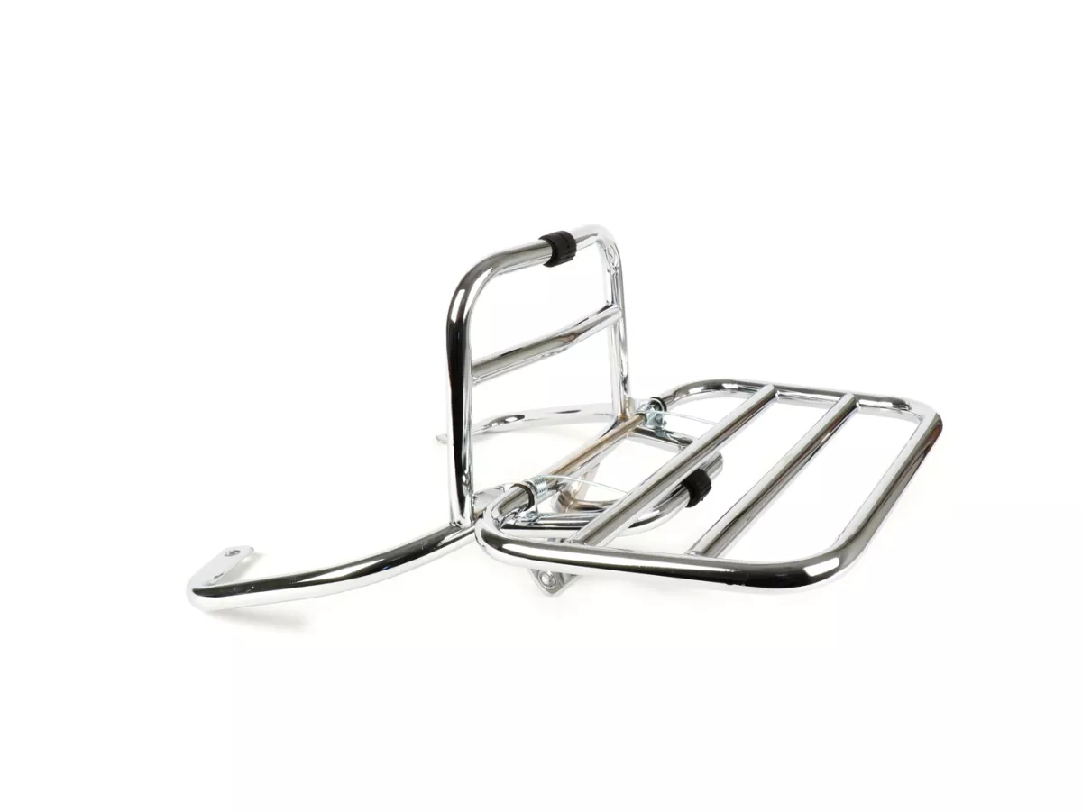 Portapacchi posteriore pieghevole -MOTO NOSTRA- Vespa LX50, LX125, LX150, Vespa LXV50, LXV125, Vespa S50, S125, S150 - cromo
