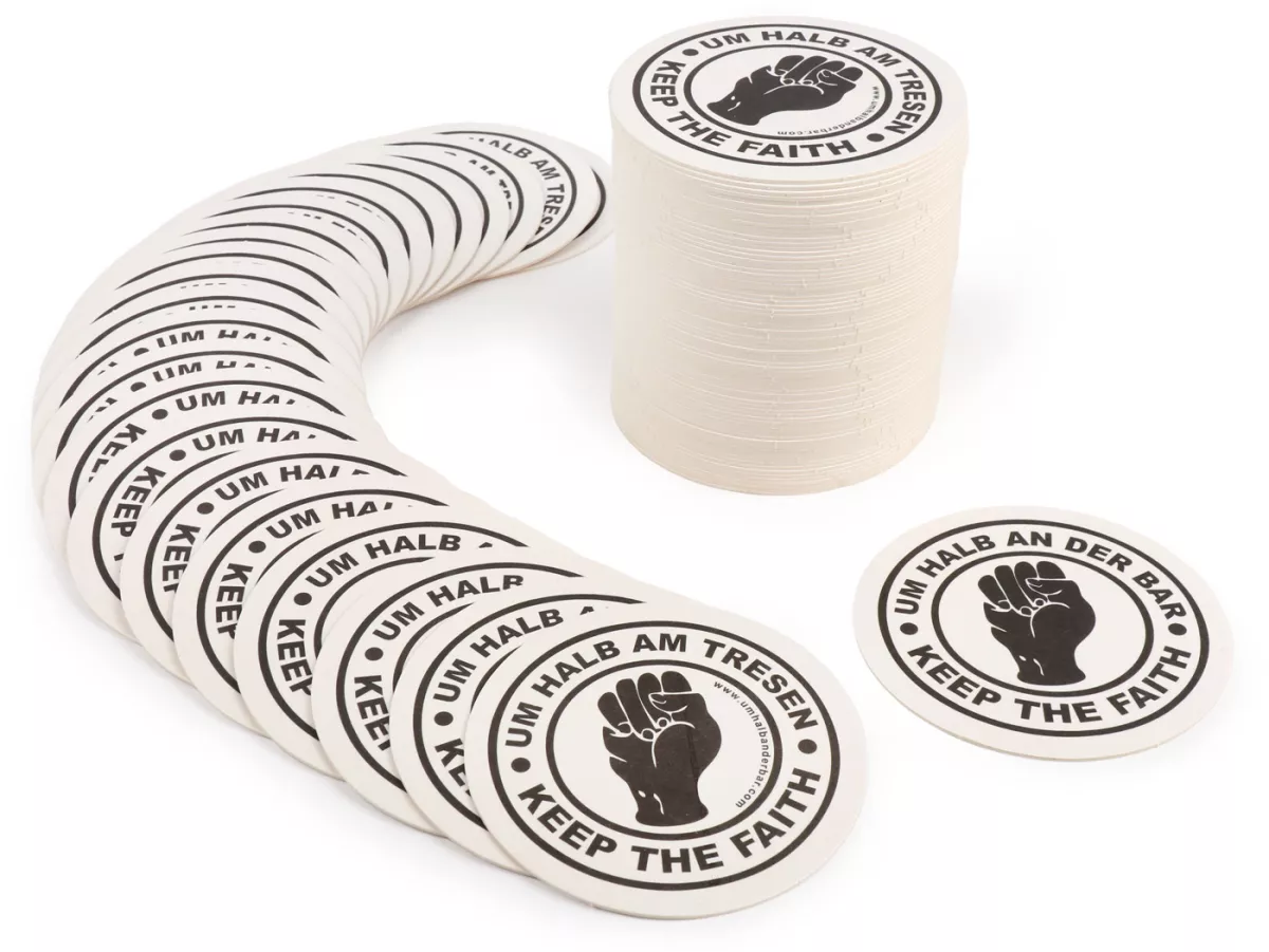 Beer mat (100x)- Um halb an der Bar - Ø10,8cm - black/white
