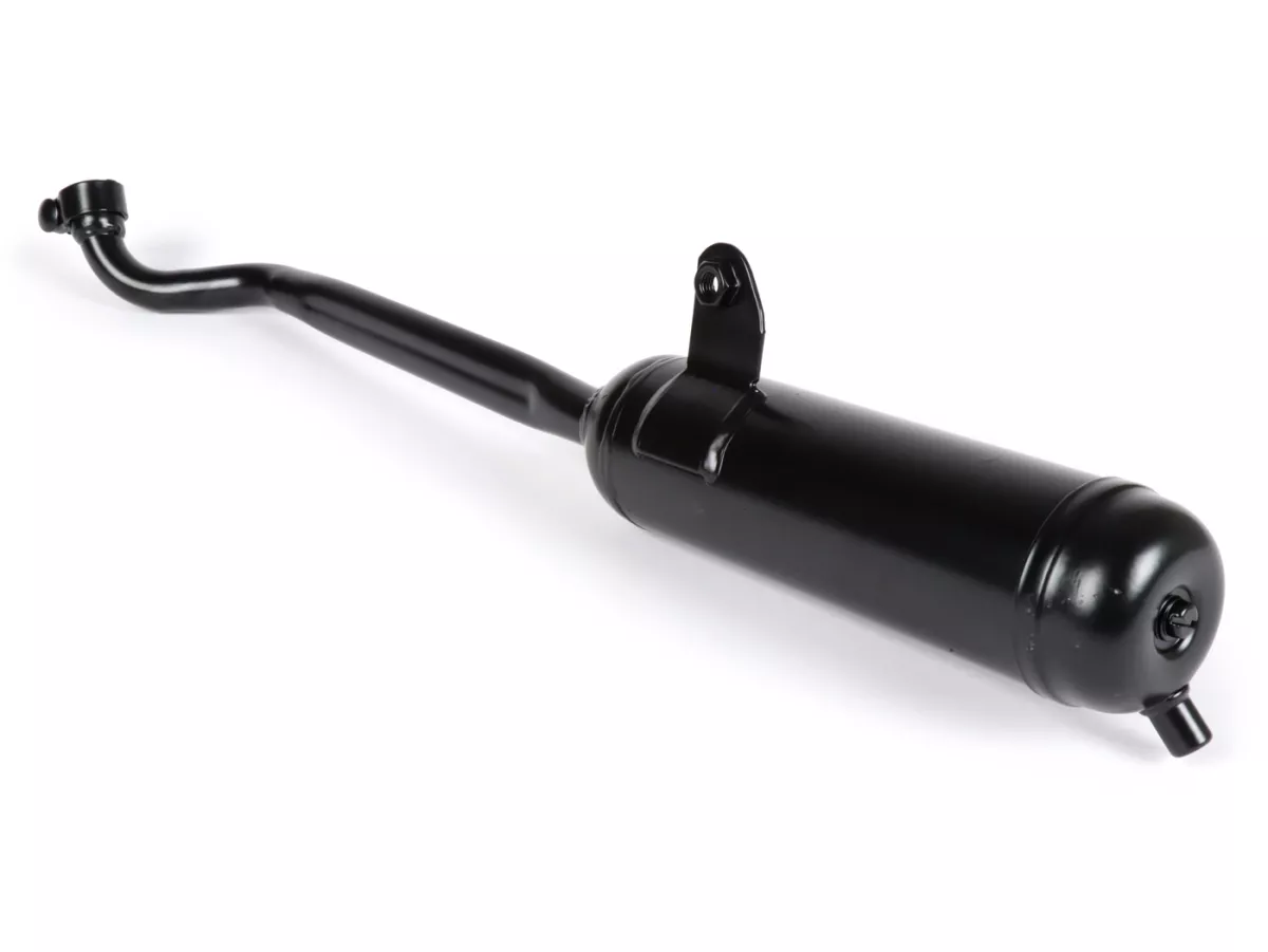Avgas -TECNO- 'Mopedpott', tjockt grenrör Ø22mm- Piaggio Ciao, Bravo - Svart (lämplig för fordon med mittställning)