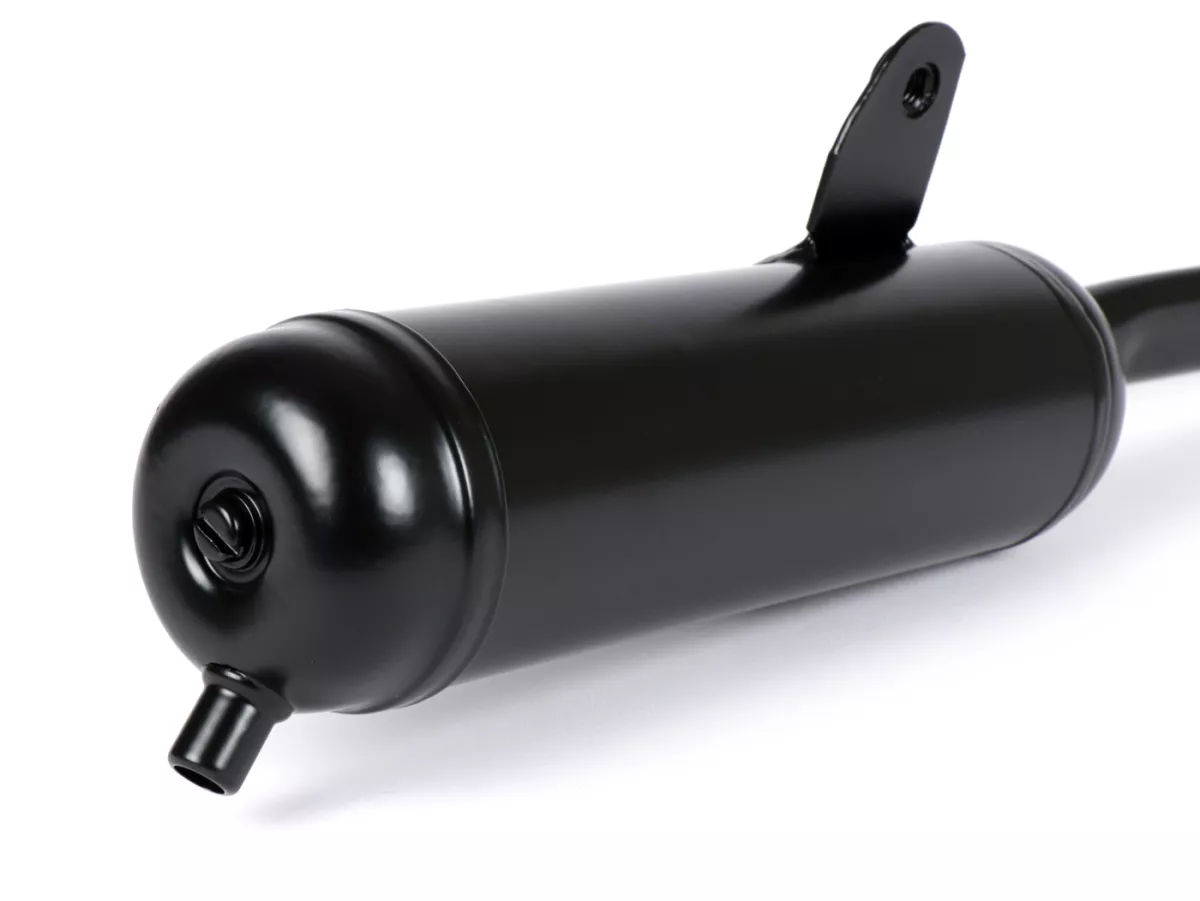 Avgas -TECNO- 'Mopedpott', tjockt grenrör Ø22mm- Piaggio Ciao, Bravo - Svart (lämplig för fordon med mittställning)