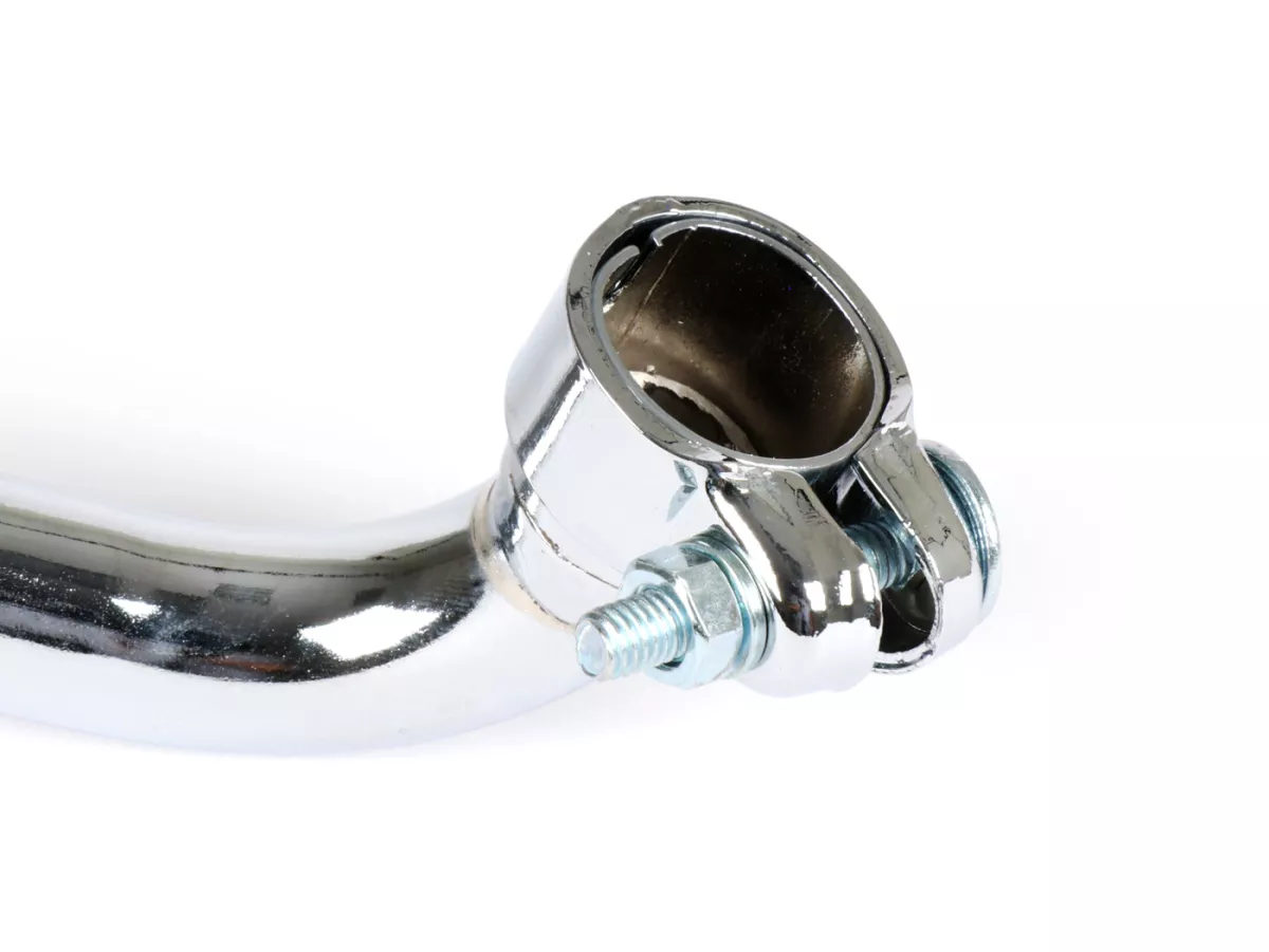Escape -TECNO- 'moped pot', colector grueso, conexión: Ø22mm- Piaggio Ciao, Bravo - cromado (apto para vehículos con caballete central)