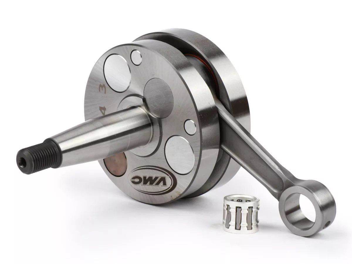 Kurbelwelle -VMC RACING (für Membraneinlass) Vollwange 43mm Hub, 87mm Pleuel- Ø 20mm Konus - Vespa V50, PK50 - verwendet z.B. für Zylinder VMC Racing 100ccm RVA