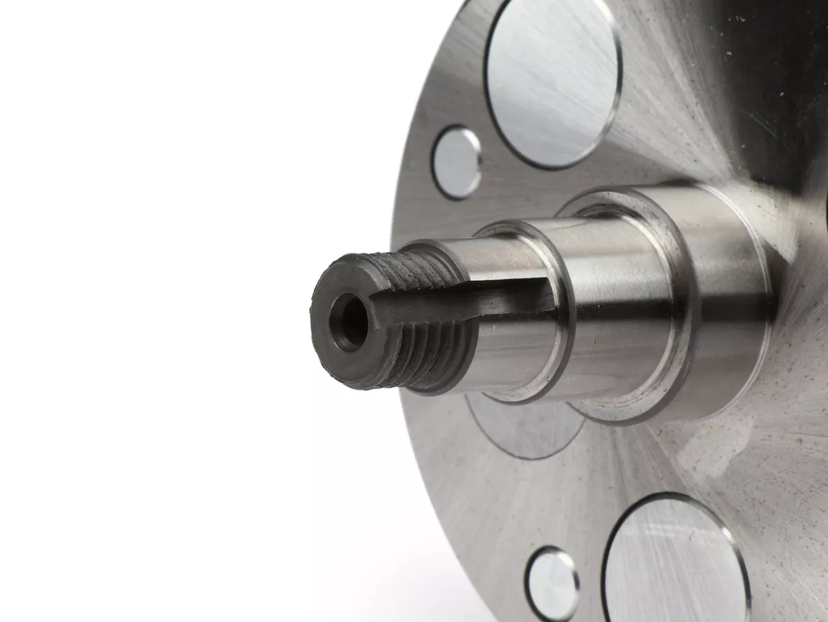 Crankshaft -VMC RACING (for reed valve intake) full circle web, 45mm stroke, 87mm connecting rod- Ø 20mm cone - Vespa V50, PK50 - used e.g. for cylinder VMC Racing 100cc RVA