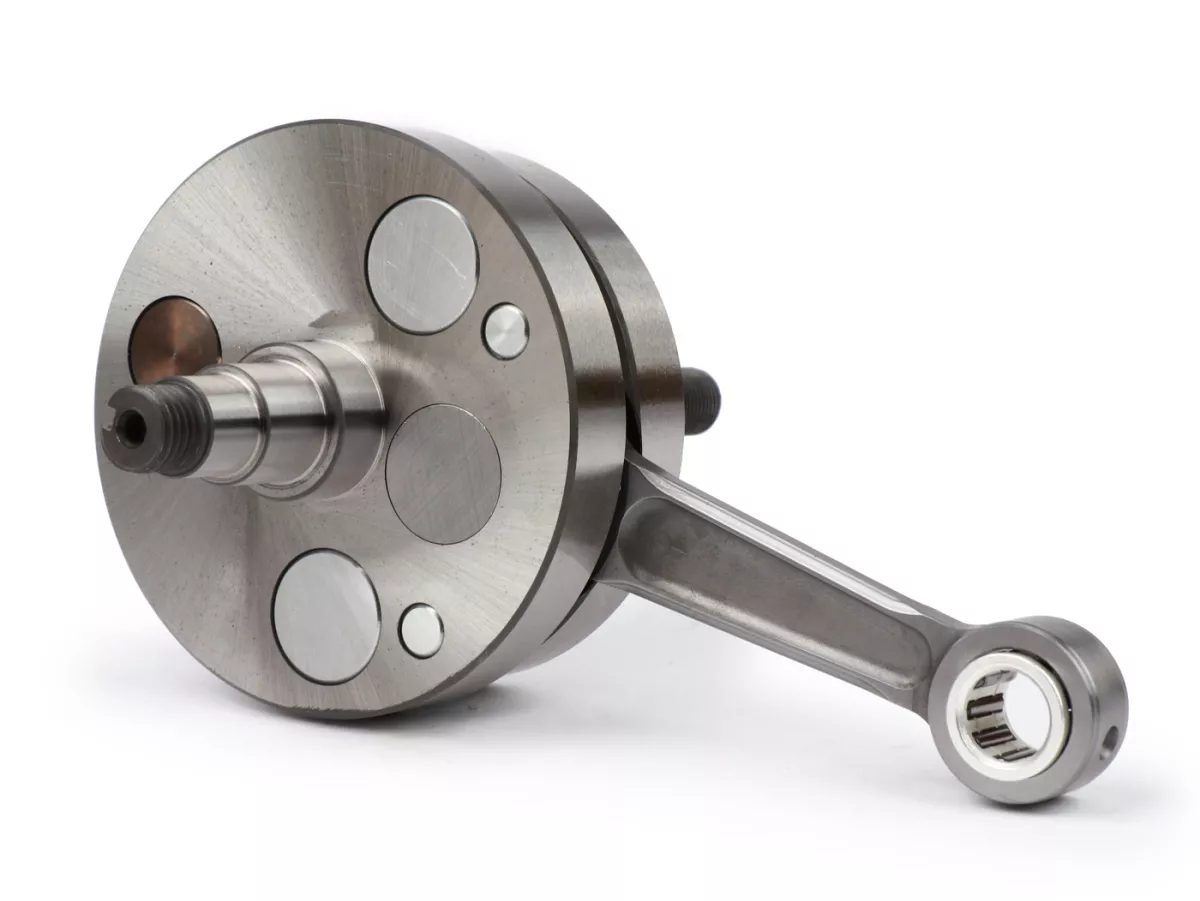 Crankshaft -VMC RACING (for reed valve intake) full circle web, 45mm stroke, 87mm connecting rod- Ø 20mm cone - Vespa V50, PK50 - used e.g. for cylinder VMC Racing 100cc RVA