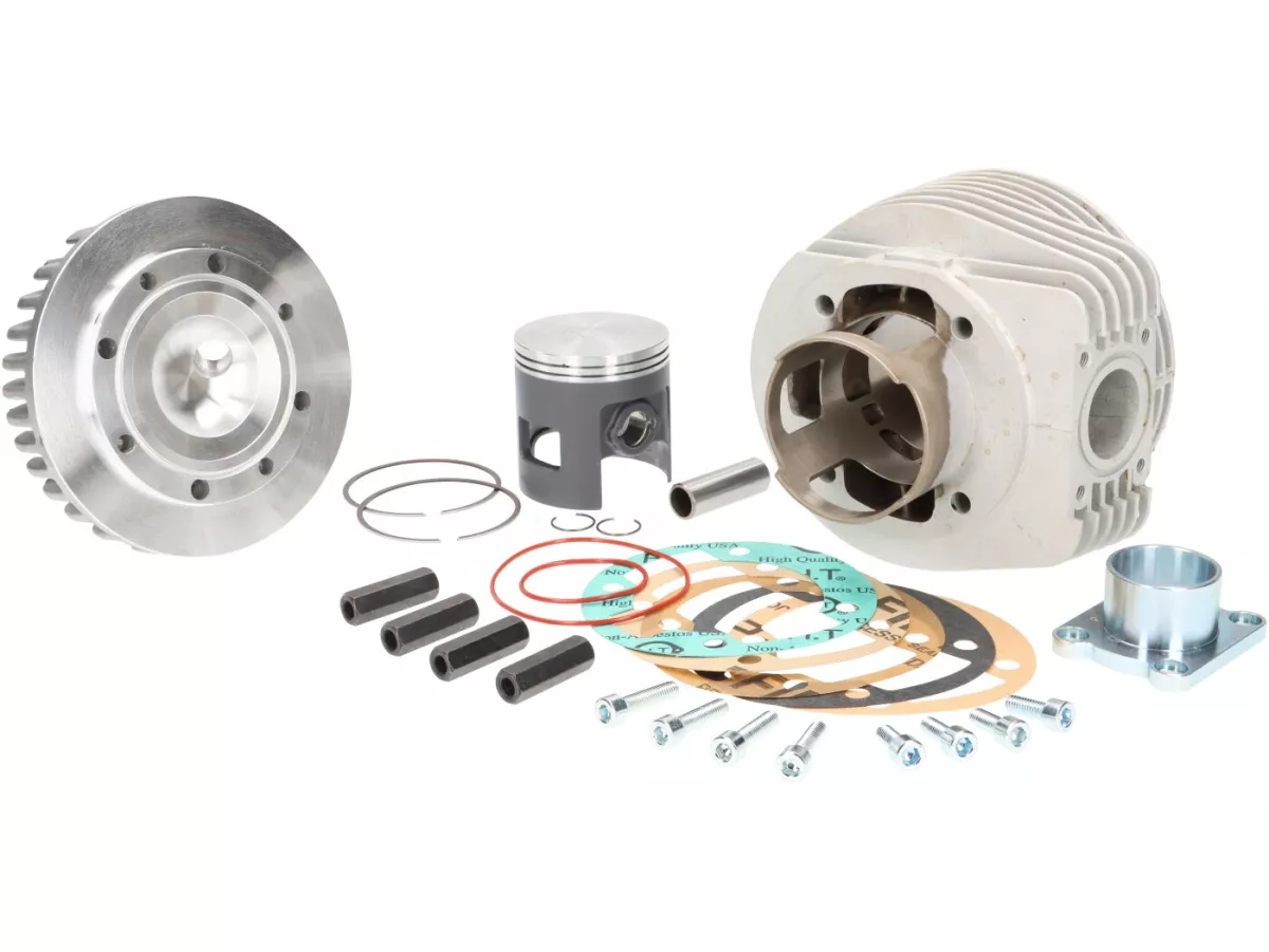 Silinder -VMC Stelvio 177 ccm Ø63, langkah = 57mm, aluminium, busi miring, Vespa PX125, PX150, Cosa125/150, GTR125, TS125, Sprint Veloce (VLB1T 0150001-), LML Star / Stella 125/150, Motovespa PX125 Iris (99M), PX150 Iris (75M), 125 CL (9CL), 150 CL (9NC)