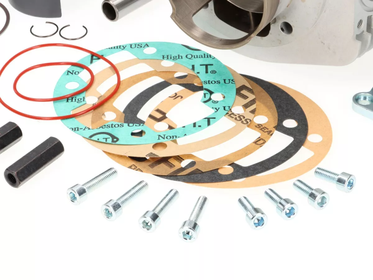 Silinder -VMC Stelvio 177 ccm Ø63, langkah = 57mm, aluminium, busi miring, Vespa PX125, PX150, Cosa125/150, GTR125, TS125, Sprint Veloce (VLB1T 0150001-), LML Star / Stella 125/150, Motovespa PX125 Iris (99M), PX150 Iris (75M), 125 CL (9CL), 150 CL (9NC)