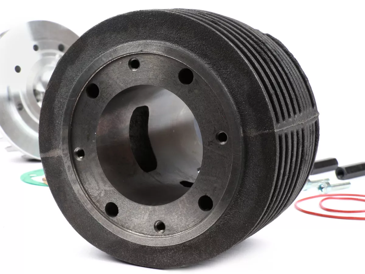 Cylinder -VMC Super G 177 ccm Ø63, stroke=57mm, cast iron, slanted spark plug- Vespa PX125, PX150, Cosa125/150, GTR125, TS125, Sprint Veloce (VLB1T 0150001-), LML Star/Stella 125/150, Motovespa PX125 Iris(99M), PX150 Iris(75M), 125 CL (9CL), 150 CL (9NC)