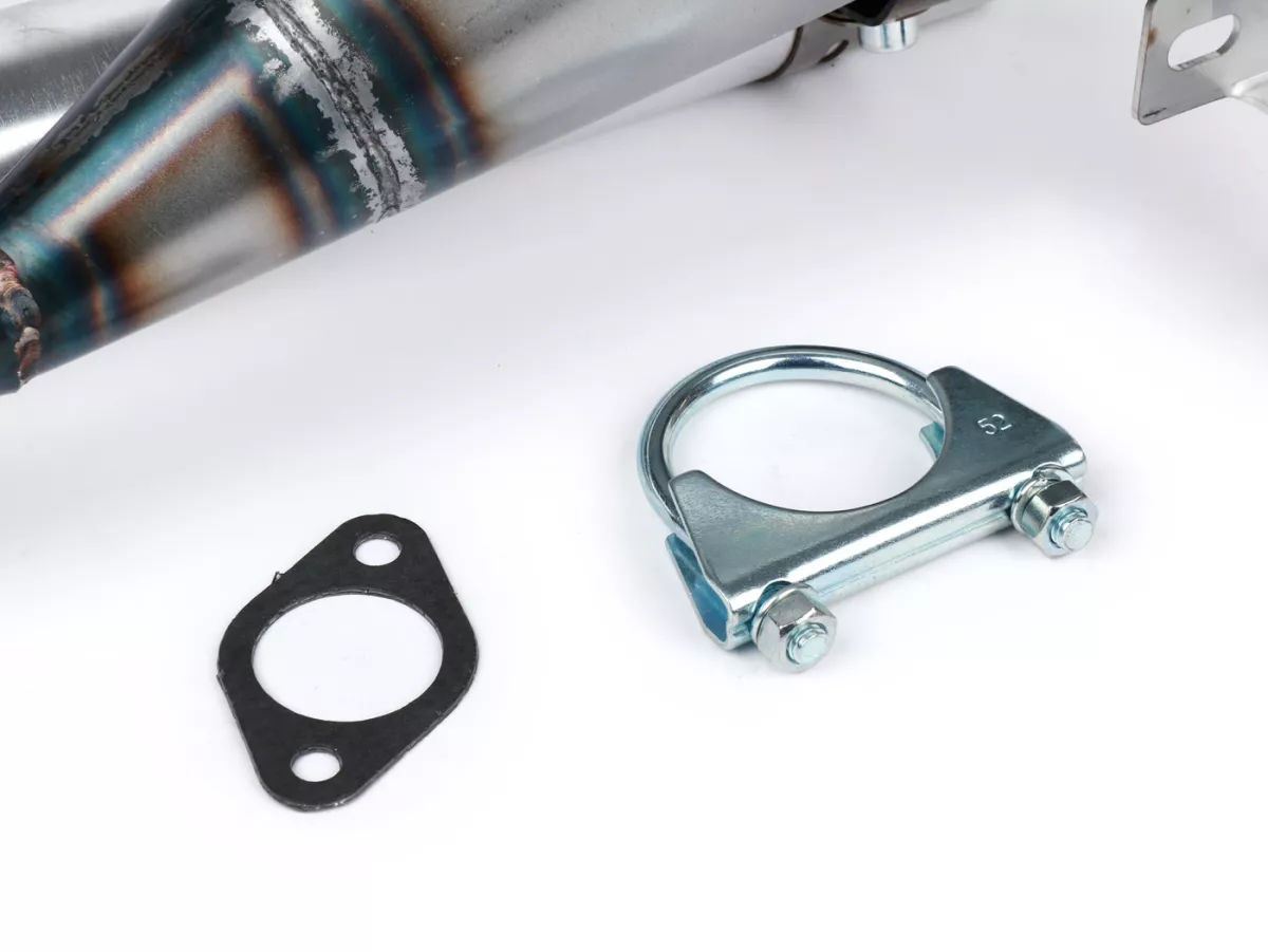 Echappement -VMC Evo Racer 52 Ø=32mm- VMC GS56/58, ET6, ET7, M1B60, M1L60, Pinasco Zuera, Polini 135 Evolution, Malossi 136 MHR (52-56mm d'espacement des goujons)- Vespa ET3, PV125 - convient avec compartiment à bagages