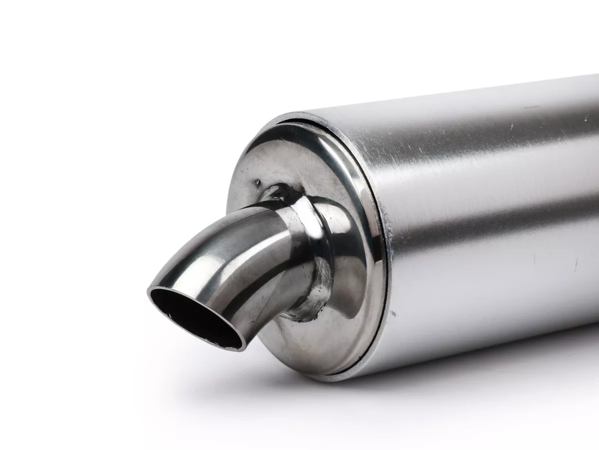Silenciador trasero -VMC Evo 52, SeiDue, Strike, Meed- longitud 280mm, Ø60mm diámetro exterior, tubo perforado Ø22.5mm interior, círculo de tornillos/agujero Ø42.5mm- aluminio