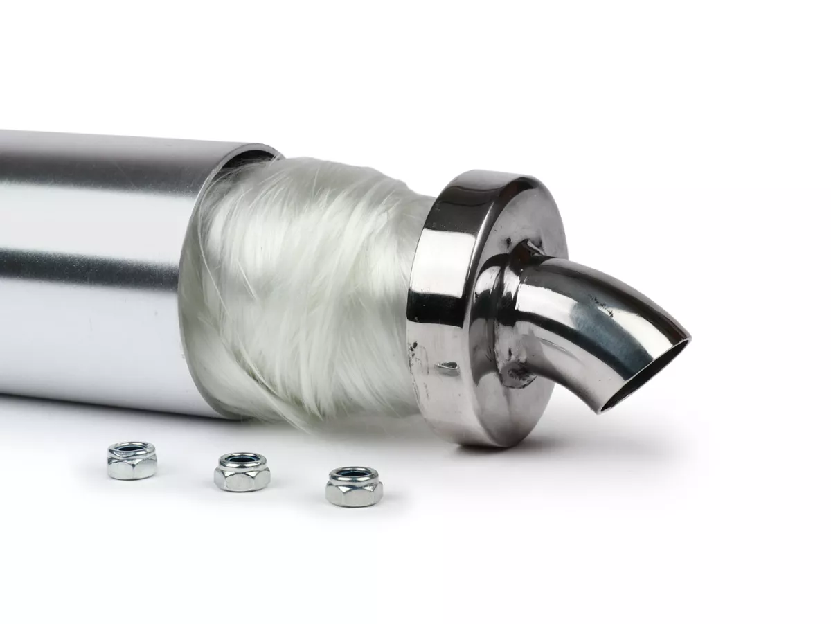 Silenciador trasero -VMC Evo 52, SeiDue, Strike, Meed- longitud 280mm, Ø60mm diámetro exterior, tubo perforado Ø22.5mm interior, círculo de tornillos/agujero Ø42.5mm- aluminio