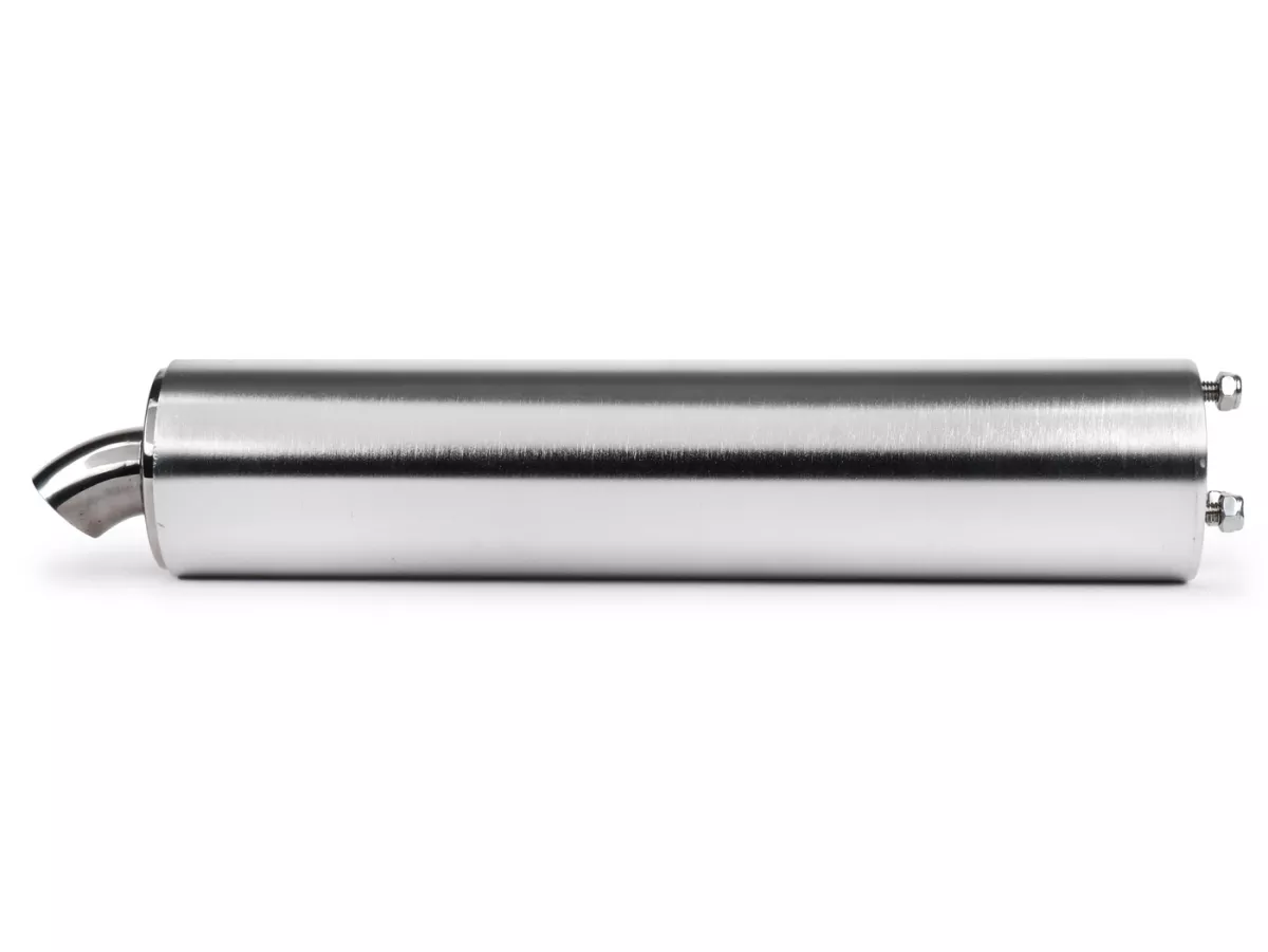 Silenciador trasero -VMC Evo 52, SeiDue, Strike, Meed- longitud 280mm, Ø60mm diámetro exterior, tubo perforado Ø22.5mm interior, círculo de tornillos/agujero Ø42.5mm- aluminio