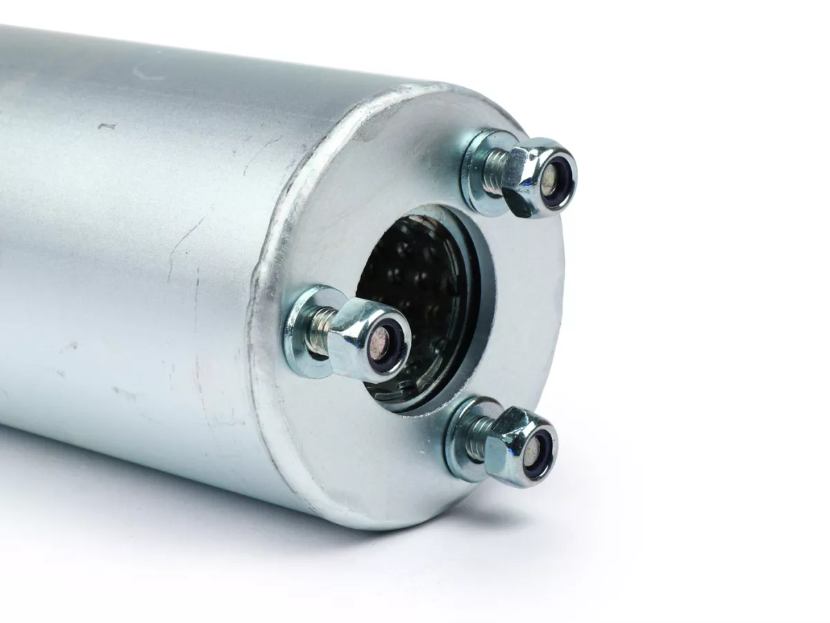 Peredam belakang -VMC Kifly 52/62- panjang 185mm, diameter luar Ø60mm, pipa berlubang Ø23.8mm diameter dalam, pola lingkaran/lubang baut Ø42.5mm- aluminium