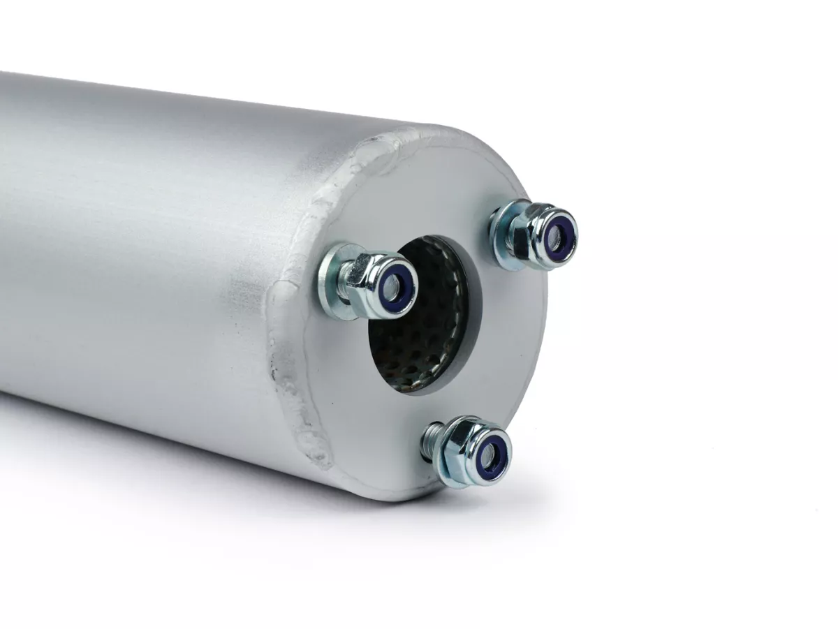 Silenciador trasero -VMC Tork S&B longitud 235mm, Ø60mm diámetro exterior, tubo perforado Ø23mm diámetro interior, círculo de agujeros Ø42.5mm- aluminio