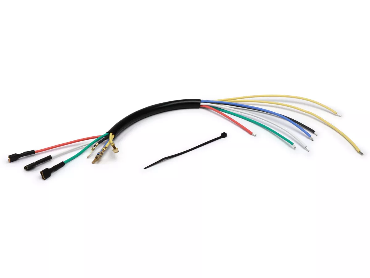Pelat dasar pengapian cabang kabel -VESPARATUR- Vespa PX lama, 12V elektronik 7 kabel dengan 2 x kabel kuning