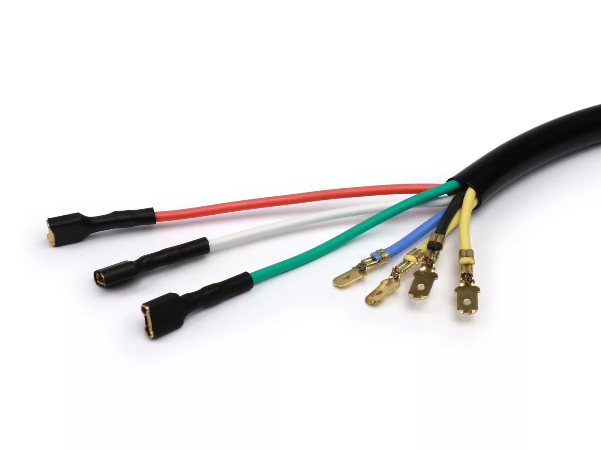Pelat dasar pengapian cabang kabel -VESPARATUR- Vespa PX lama, 12V elektronik 7 kabel dengan 2 x kabel kuning