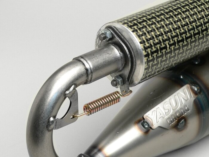 Exhaust -YASUNI R- Minarelli 50cc (vertical cylinder) - carbon - BOOSTER, BUMP50, BWS50, SLIDER50, SPY, SR50 (-1994), STUNT, ZUMA50, AMICO