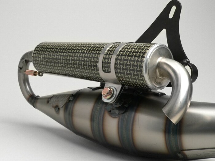 Exhaust -YASUNI R- Minarelli 50cc (vertical cylinder) - carbon - BOOSTER, BUMP50, BWS50, SLIDER50, SPY, SR50 (-1994), STUNT, ZUMA50, AMICO