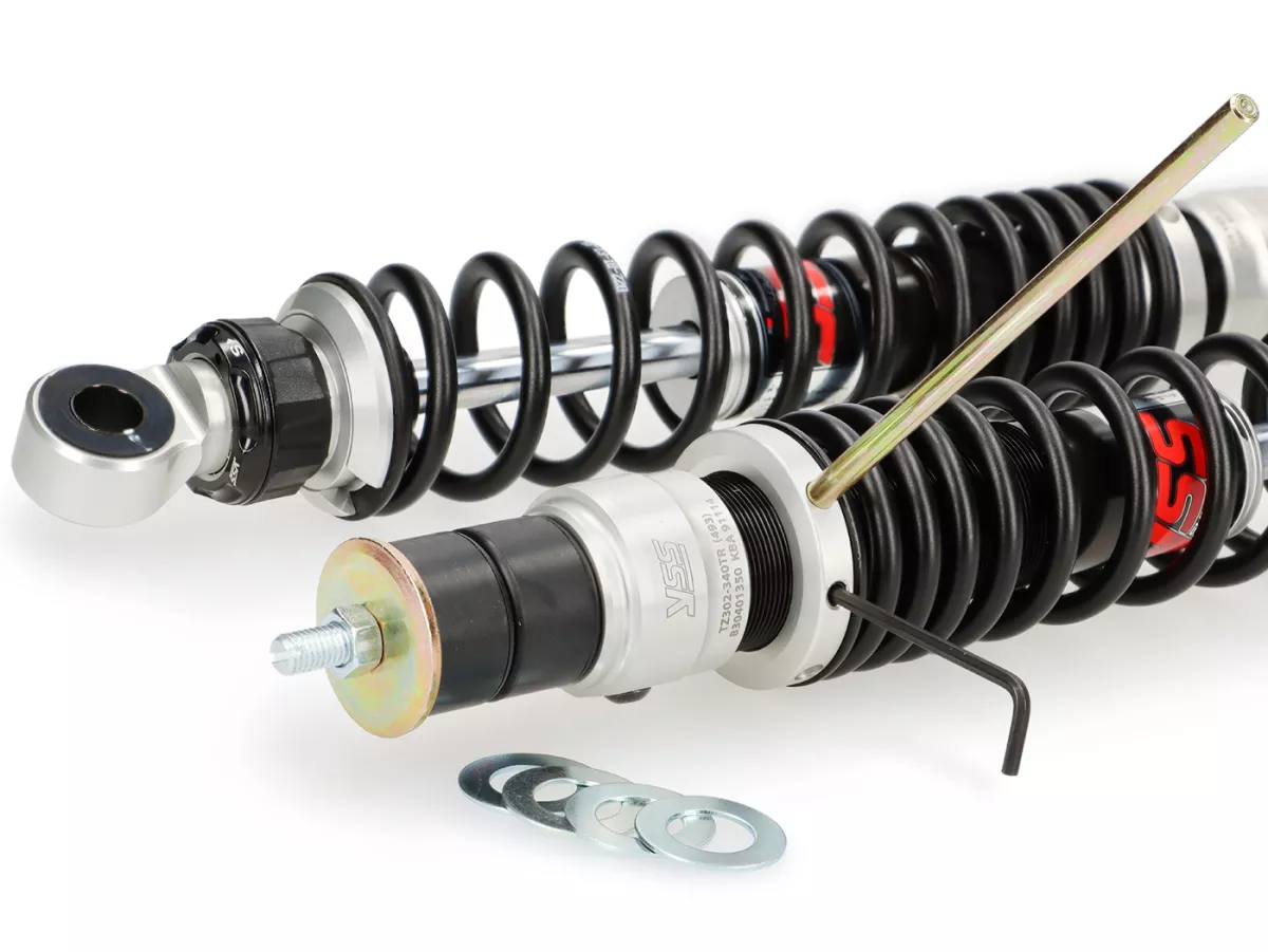 Shock absorber rear (Set)-YSS TR Top Line, 330mm- Vespa GT, GTL, GTV, GTS 125-300 (alle Baujahre), GTS SUPER 300 HPE, SUPERSPORT 300, SUPERTECH 300 HPE