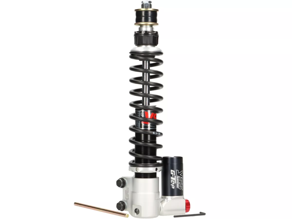 Front shock absorber -YSS TRC Top Line- gas pressure with external reservoir, 240mm, with TÜV/ABE- Vespa GTS 125-300 (-2013, 2017-2022), GTS SUPER 300 HPE, SUPERSPORT 300, SUPERTECH 300 HPE, GT 125-200, GTL 125-200, GTV 125-300, Piaggio Hexagon 125-250