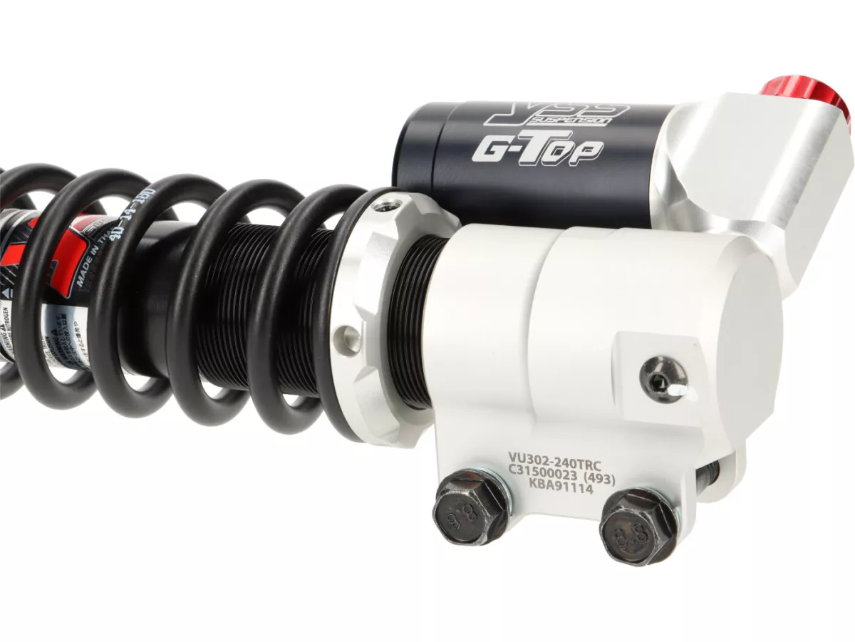 Front shock absorber -YSS TRC Top Line- gas pressure with external reservoir, 240mm, with TÜV/ABE- Vespa GTS 125-300 (-2013, 2017-2022), GTS SUPER 300 HPE, SUPERSPORT 300, SUPERTECH 300 HPE, GT 125-200, GTL 125-200, GTV 125-300, Piaggio Hexagon 125-250