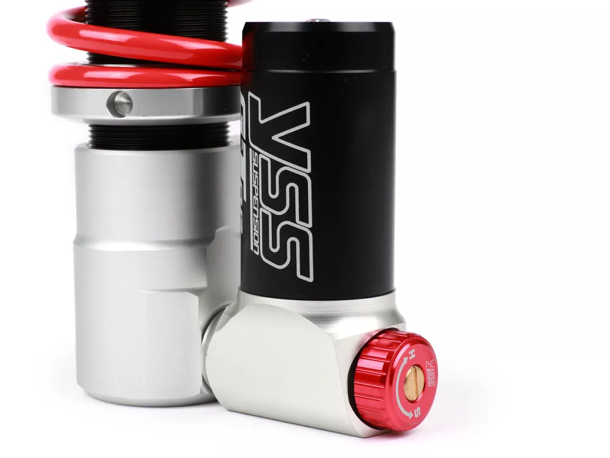 Front shock absorber -YSS TRC Top Line- gas pressure with external reservoir, 240mm, with TÜV/ABE- Vespa GTS 125-300 (-2013, 2017-2022), GTS SUPER 300 HPE, SUPERSPORT 300, SUPERTECH 300 HPE, GT 125-200, GTL 125-200, GTV 125-300, Piaggio Hexagon 125-250