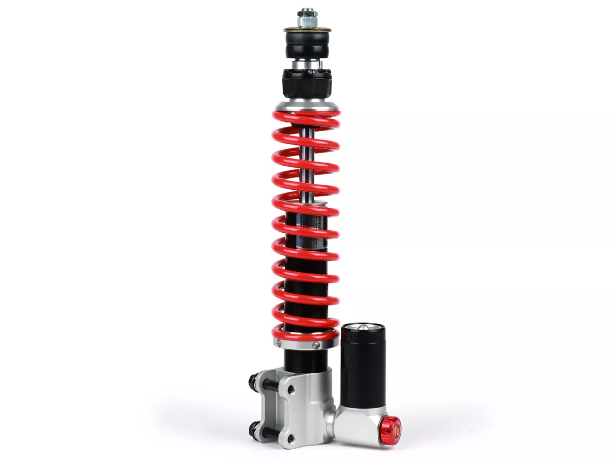Schokdemper voor -YSS TRC Top Line gasdruk met extern reservoir, 255mm, met TÜV/ABE- Vespa PX80, PX125, PX150, PX200, T5 125cc, LML Star
