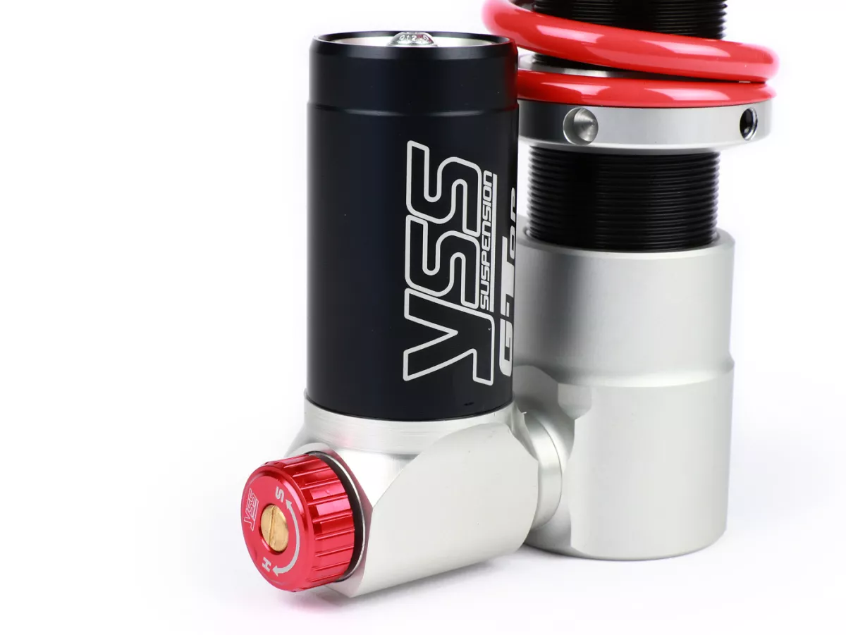 Schokdemper voor -YSS TRC Top Line gasdruk met extern reservoir, 255mm, met TÜV/ABE- Vespa PX80, PX125, PX150, PX200, T5 125cc, LML Star