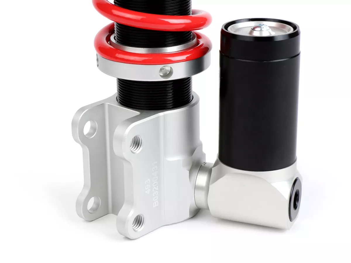 Shock absorber front -YSS Gasdruck mit externen Ausgleichbehälter, 255mm- Vespa PX80, PX125, PX150, PX200, T5 125cc, LML Star
