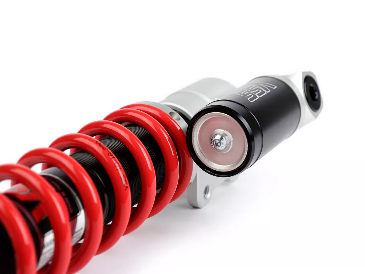 Shock absorber front -YSS Gasdruck mit externen Ausgleichbehälter, 255mm- Vespa PX80, PX125, PX150, PX200, T5 125cc, LML Star