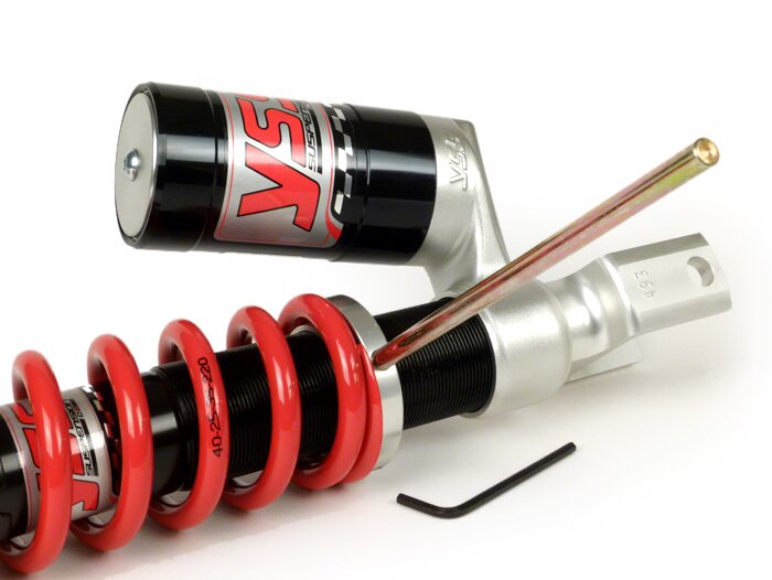 Shock absorber rear -YSS Gasdruck mit externen Ausgleichbehälter, 330mm- Vespa PX80, PX125, PX150, PX200, T5 125cc, LML Star