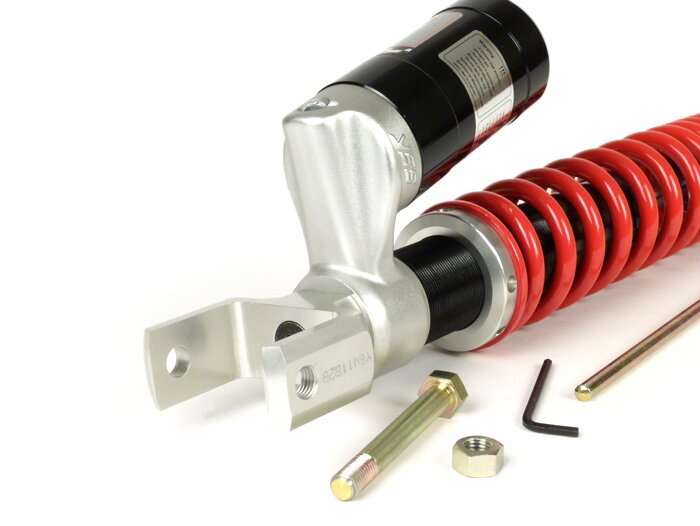 Shock absorber rear -YSS Gasdruck mit externen Ausgleichbehälter, 330mm- Vespa PX80, PX125, PX150, PX200, T5 125cc, LML Star