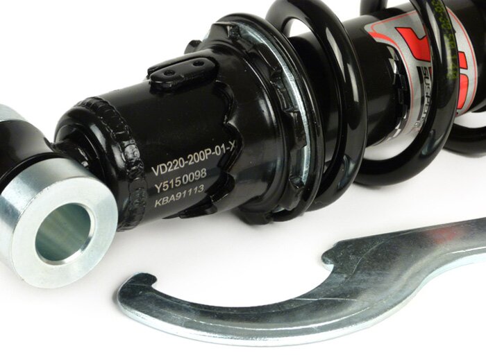 Ammortizzatore anteriore -YSS Pro-X, 195mm, con TÜV/ABE- Vespa V50, PV125, ET3 - Molla nera