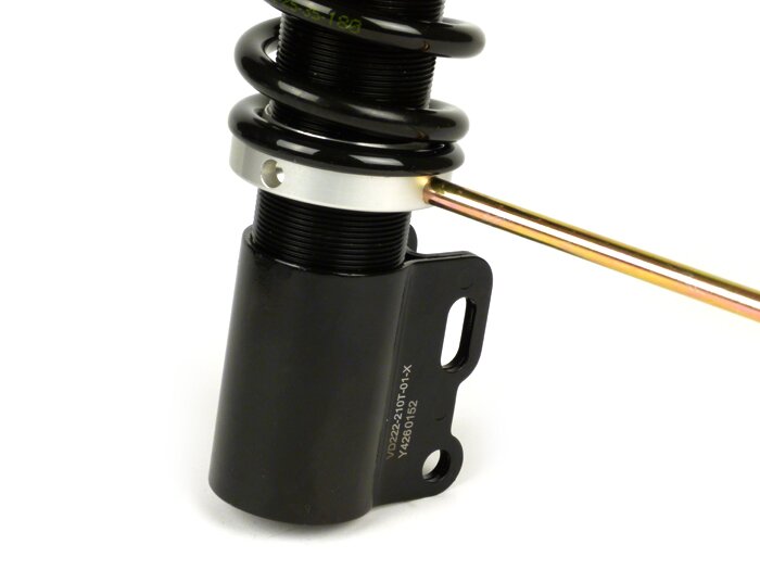 Ammortizzatore anteriore -YSS Pro-X, 210mm, con TÜV/ABE- Vespa ET2, ET4, LX, LXV, S, Piaggio Quartz, SKR, Sfera, Sfera RST, Zip SP, Zip (dal 2000) - Molla nera