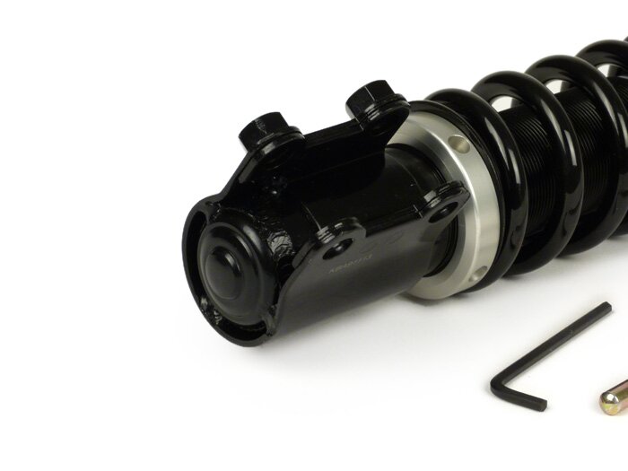 Shock absorber front -YSS Pro-X, 240mm- Vespa GT 125-200, GTL 125-200, GTS 125-300 (-2013, 2017-2022), GTV 125-250, Piaggio Hexagon (EXS1T, EXV1T, ZAPM06) - black spring