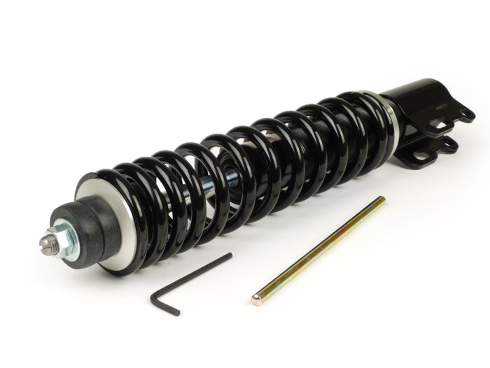 Shock absorber front -YSS Pro-X, 255mm- Vespa PX80, PX125, PX150, PX200, T5 125cc - black spring