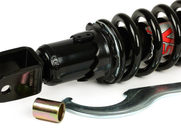 Bakre stötdämpare -YSS Pro-X, 280 mm, med TÜV/ABE- Yamaha Aerox (YQ50/L, 2-takts), Neos, BW NG, Bump, Zest, MBK Nitro (YQ50/L, 2-takts), Ovetto, Booster NG, Track, Peugeot Vivacity, Trekker, Buxy, Zenith, Speedake, Rapido, Metropolis, Aprilia Amico, Gulli