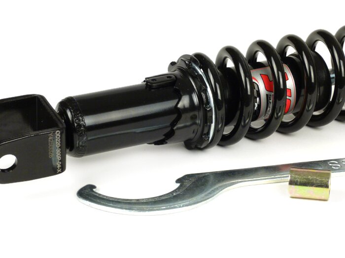Ammortizzatore posteriore -YSS Pro-X, 300mm, con TÜV/ABE- Aprilia SR50 con motore Piaggio (ZD4), Italjet Dragster 125/180 - Molla nera