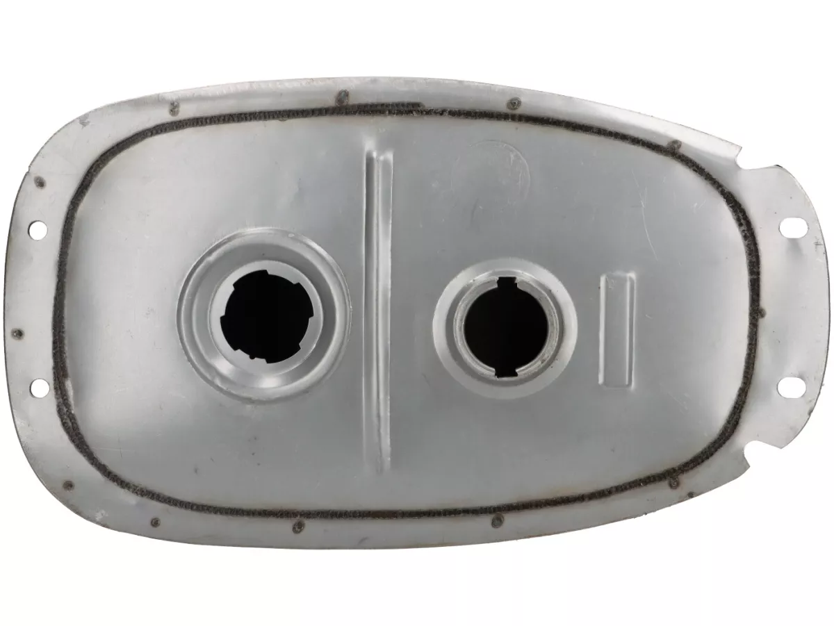 Fuel tank -PREMIUM, oiled sheet metal- Vespa PX EFL (since 1984) - non autolube version and fuel gauge
