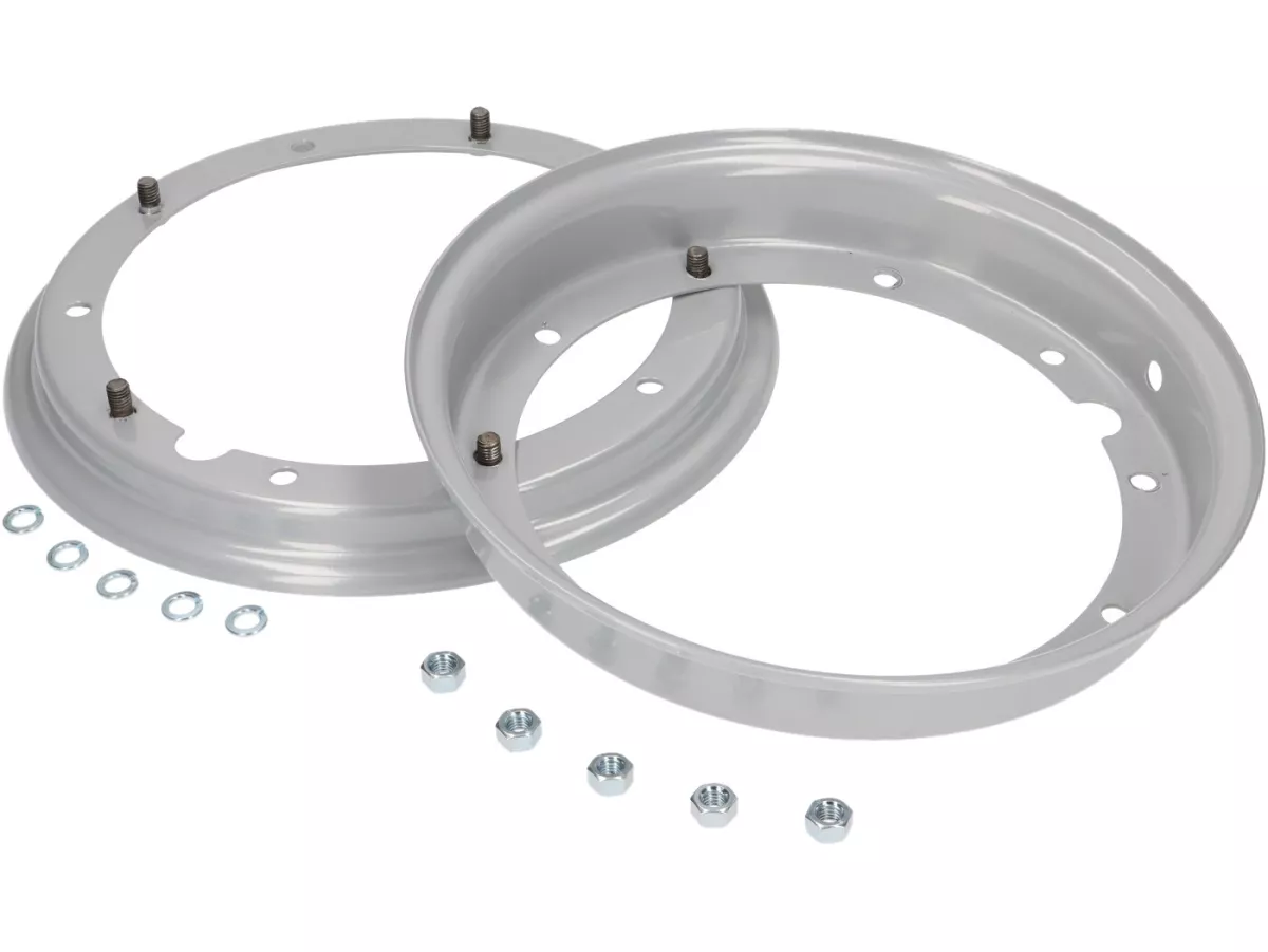 Ruota -RMS 2.10-10 pollici, acciaio- Vespa (tipo PX) - Vespa Smallframe V50, 50N, Special, PV, ET3, PK50-125 (S/XL/XL2), Largeframe PX, T5, Sprint, Rally, GT/GTR, LML Star, Deluxe - Grigio
