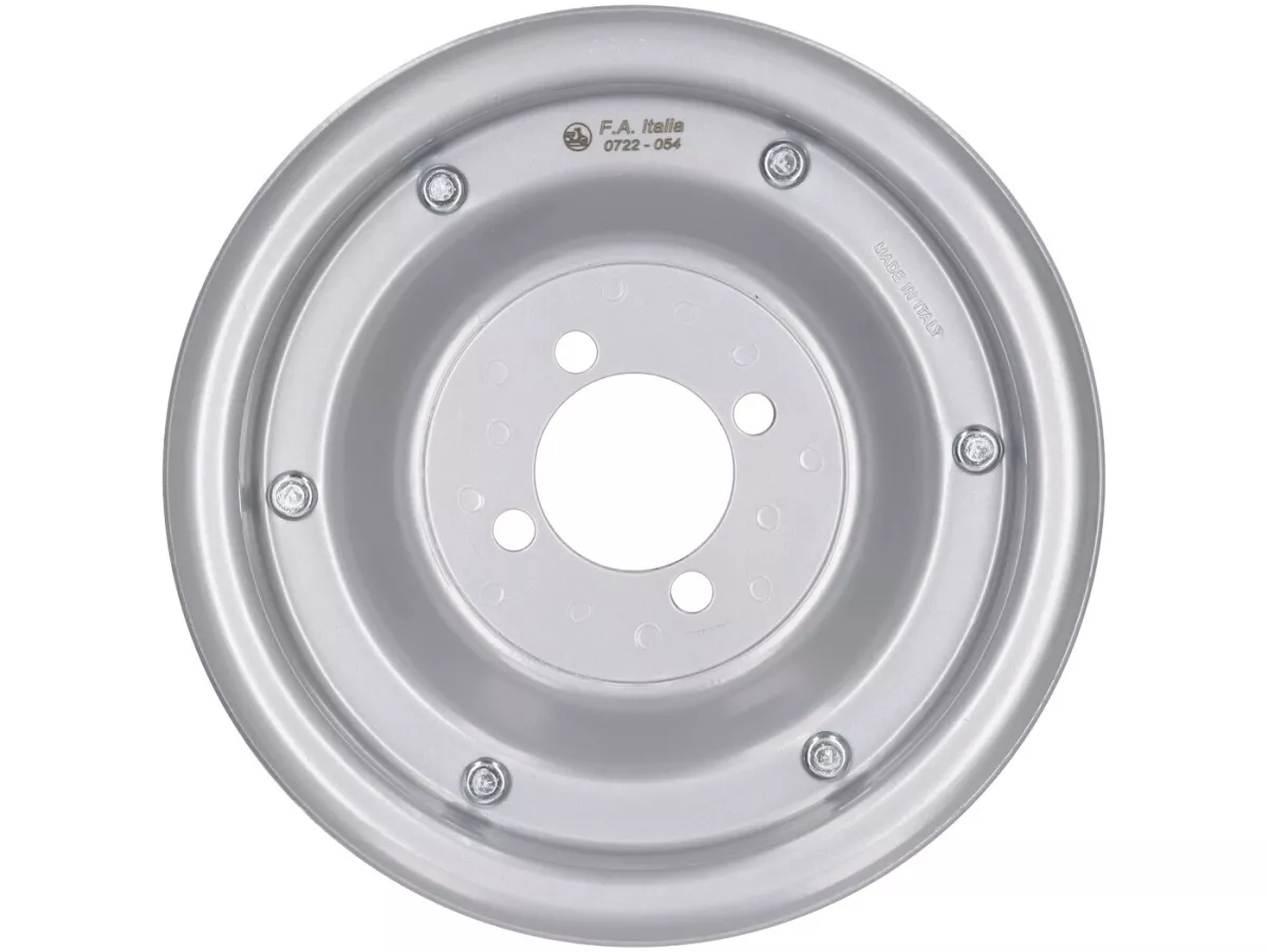 Jante -FA ITALIA 2.10-8 pouces, acier- Vespa (type 4 trous intérieurs) - Wideframe V1-15, V30-33, VU, VM, VN, VNA, VNB, VB, VBA, VBB, Hoffmann, ACMA - gris