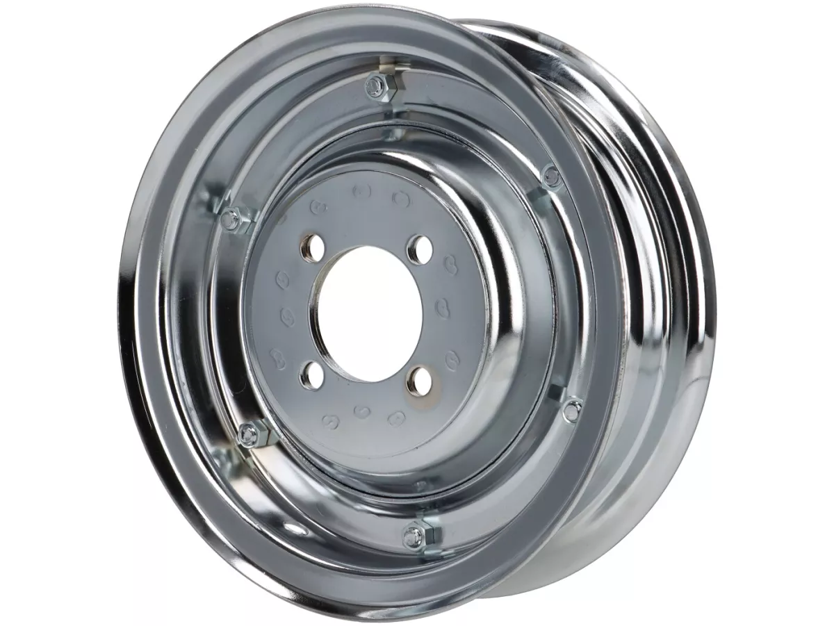 Wheel rim -FA ITALIA 2.10-8 inch, steel - Vespa (type 4 inner holes) - Wideframe V1-15, V30-33, VU, VM, VN, VNA, VNB, VB, VBA, VBB, Hoffmann, ACMA - chrome
