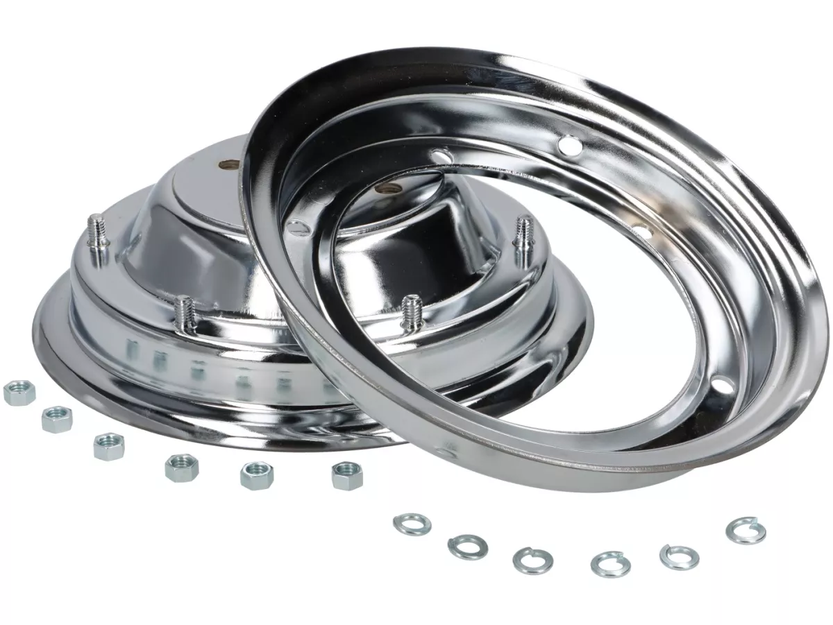 Wheel rim -FA ITALIA 2.10-8 inch, steel - Vespa (type 4 inner holes) - Wideframe V1-15, V30-33, VU, VM, VN, VNA, VNB, VB, VBA, VBB, Hoffmann, ACMA - chrome