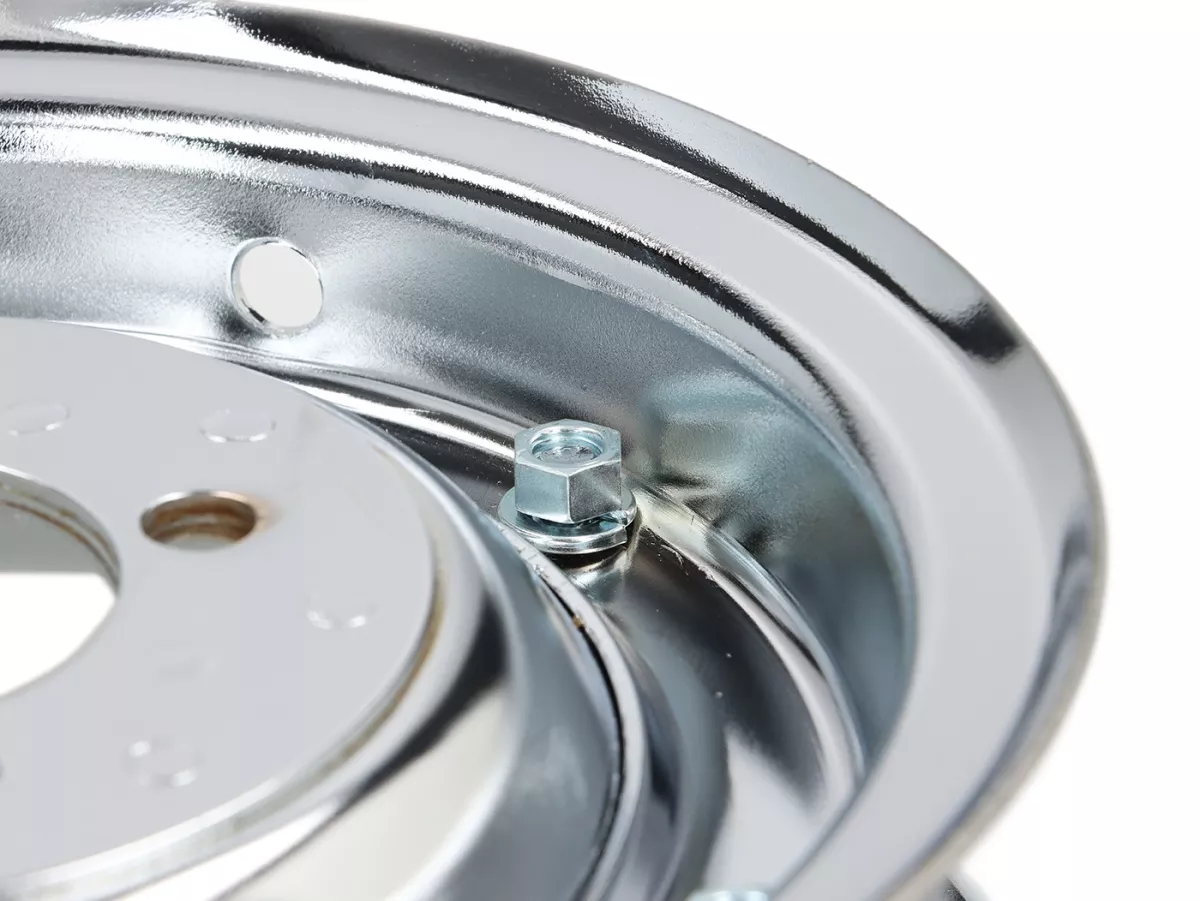 Wheel rim -FA ITALIA 2.10-8 inch, steel - Vespa (type 4 inner holes) - Wideframe V1-15, V30-33, VU, VM, VN, VNA, VNB, VB, VBA, VBB, Hoffmann, ACMA - chrome
