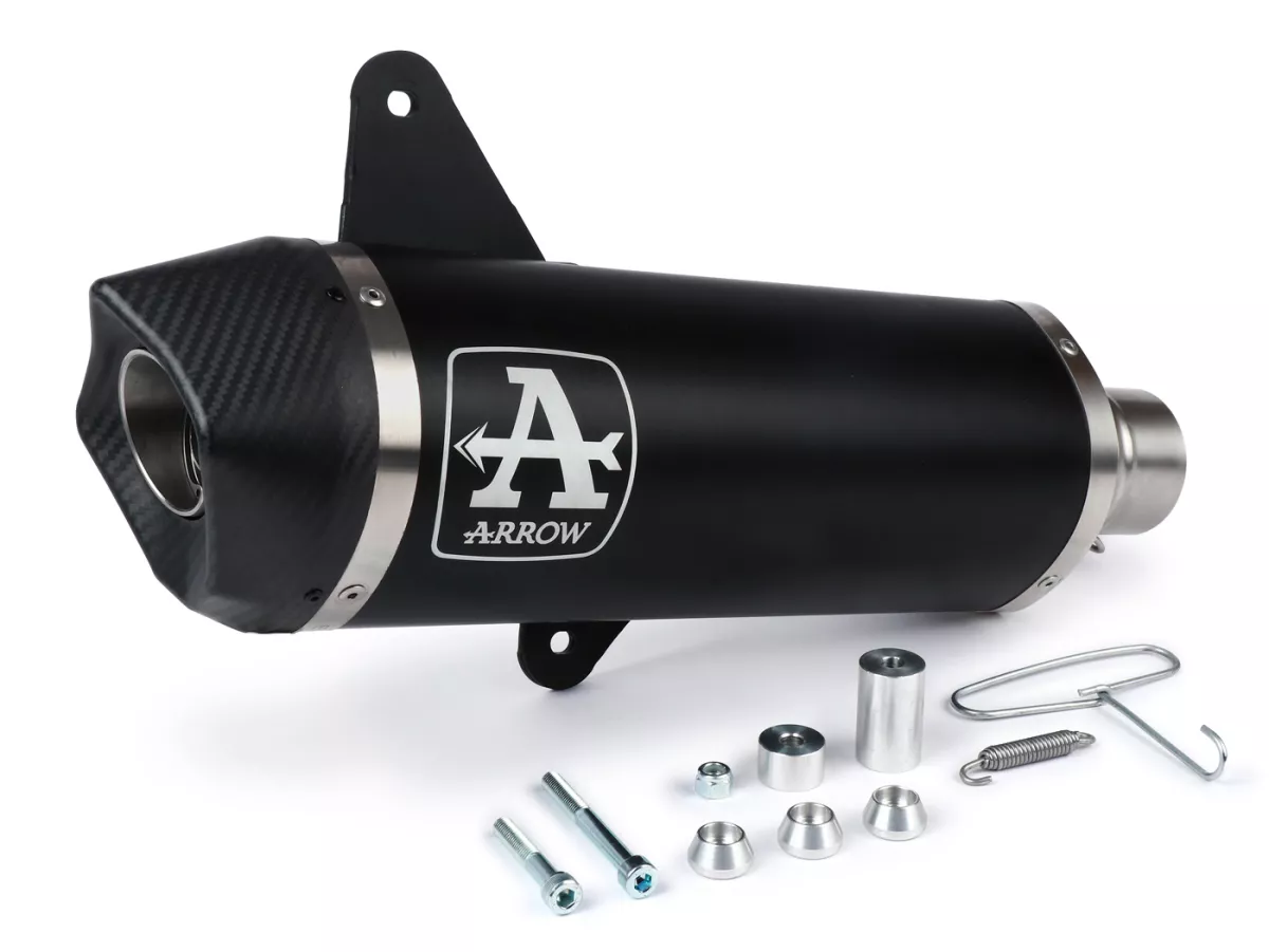 Silencer- ARROW Urban- Dark Aluminium with carbon end cap - Vespa GTS Super HPE 300 (Euro 5, ZAPMD3100, ZAPMD3101, ZAPMD3101, ZAPMD3103, ZAPMD3104) - Vespa GTV 300ie Keyless HPE ABS (2023, ZAPMD3108)