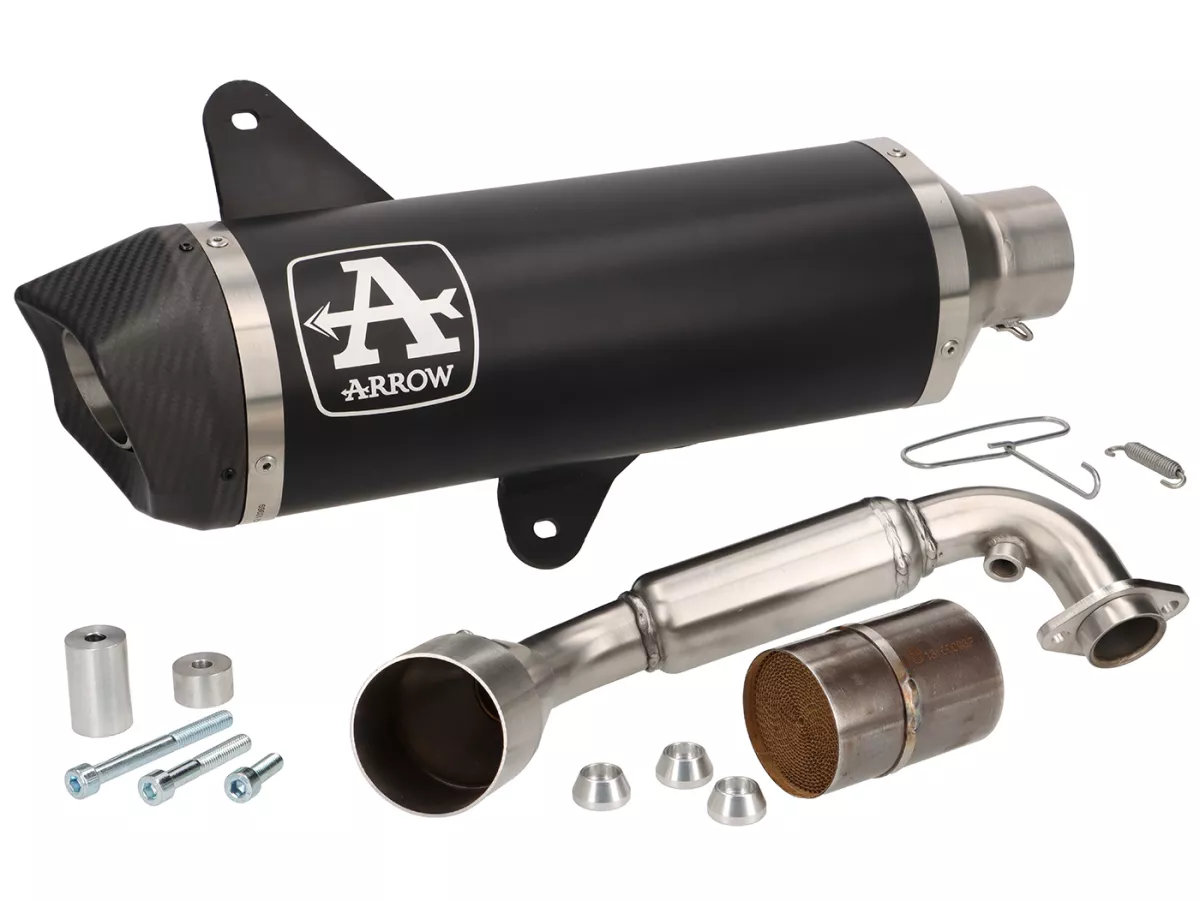 Knalpot -ARROW- Urban Dark Aluminium / Carbon- Vespa GTS Super HPE 300 (Euro 5, ZAPMD3100, ZAPMD3101, ZAPMD3101) - dengan konverter katalitik (2021-) Euro 5