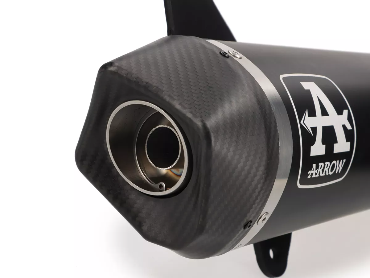 Knalpot -ARROW- Urban Dark Aluminium / Carbon- Vespa GTS Super HPE 300 (Euro 5, ZAPMD3100, ZAPMD3101, ZAPMD3101) - dengan konverter katalitik (2021-) Euro 5