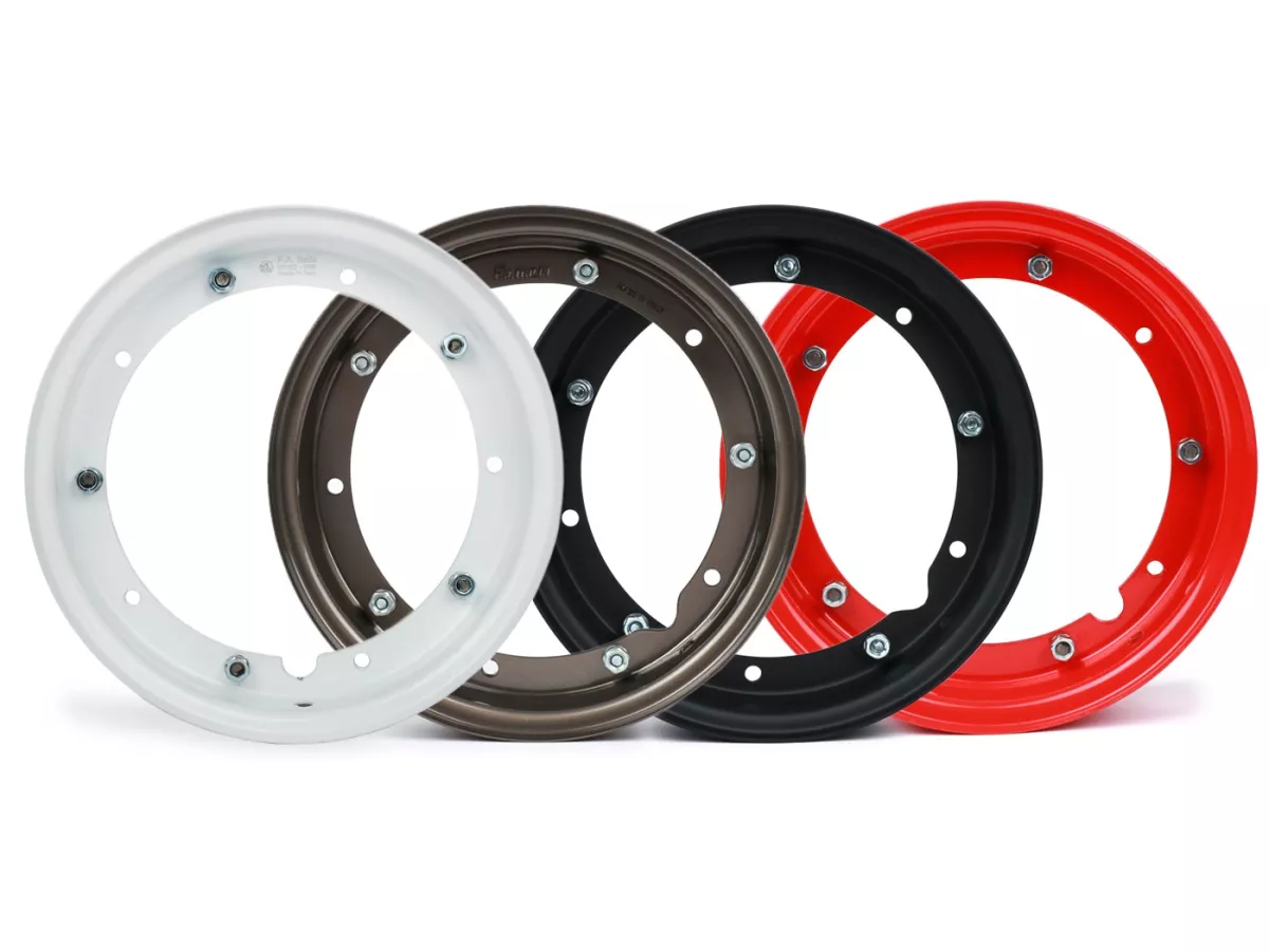 Ruota -FA ITALIA 2.10-10 pollici, in acciaio- Vespa (tipo PX) - Vespa Smallframe V50, 50N, Special, PV, ET3, PK50-125 (S/XL/XL2), Largeframe PX, T5, Sprint, Rally, GT/GTR, LML Star, Deluxe -